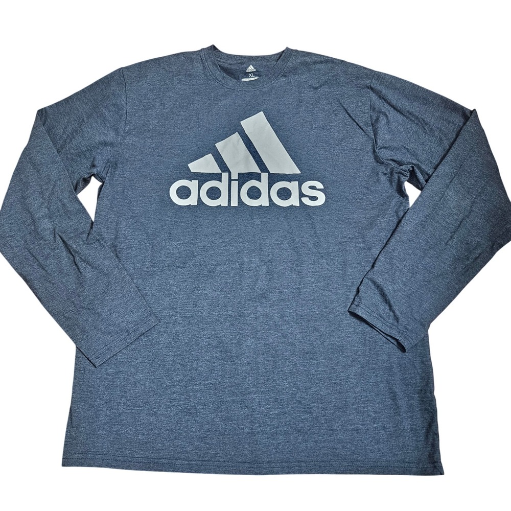 Adidas Golf Mens XL Long Sleeve Performance T-Shirt Heather Blue Large Logo